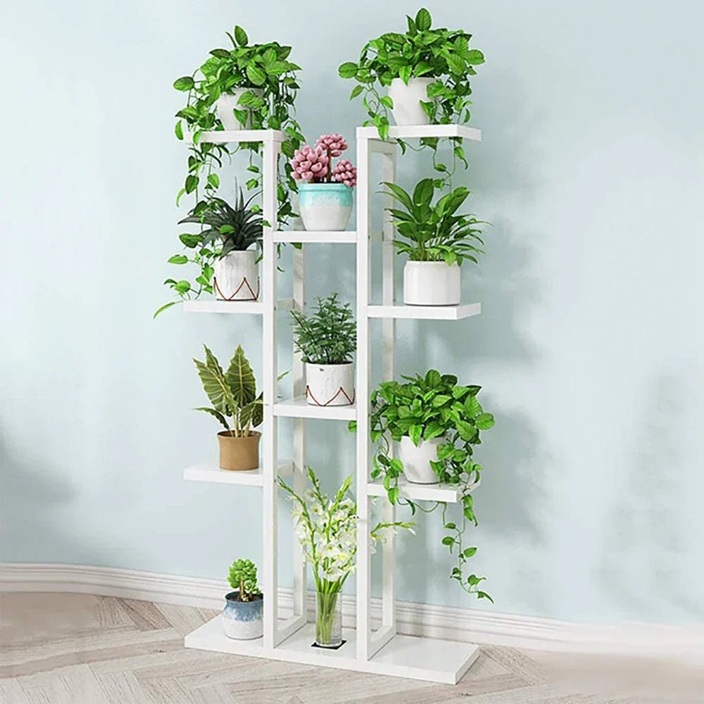 Compact White MDF Indoor Plant Stand Wall Shelf (Large) - 5 Tier - All India Decor