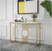 rectangular gold console table