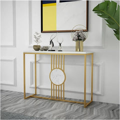 rectangular gold console table