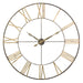 Large round wall clock with gold Roman numerals on a white background