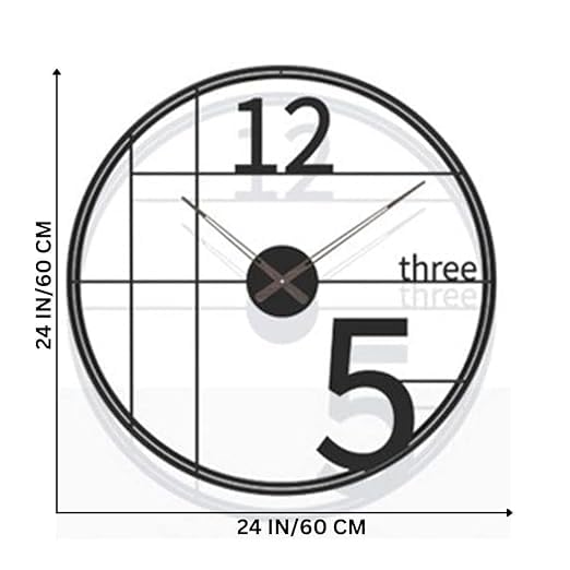 Wall clock with measurements on a white background
