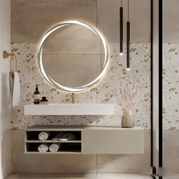 Whirlwind Round LED Mirror for Bathroom - All India Decor