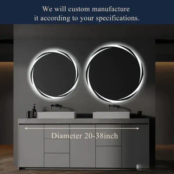 Whirlwind Round LED Mirror for Bathroom - All India Decor