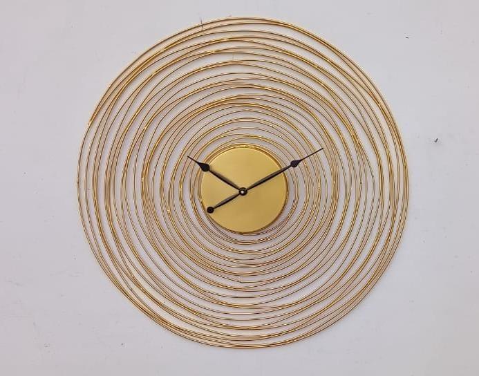 Wire Net Golden Round Wall Clock - All India Decor