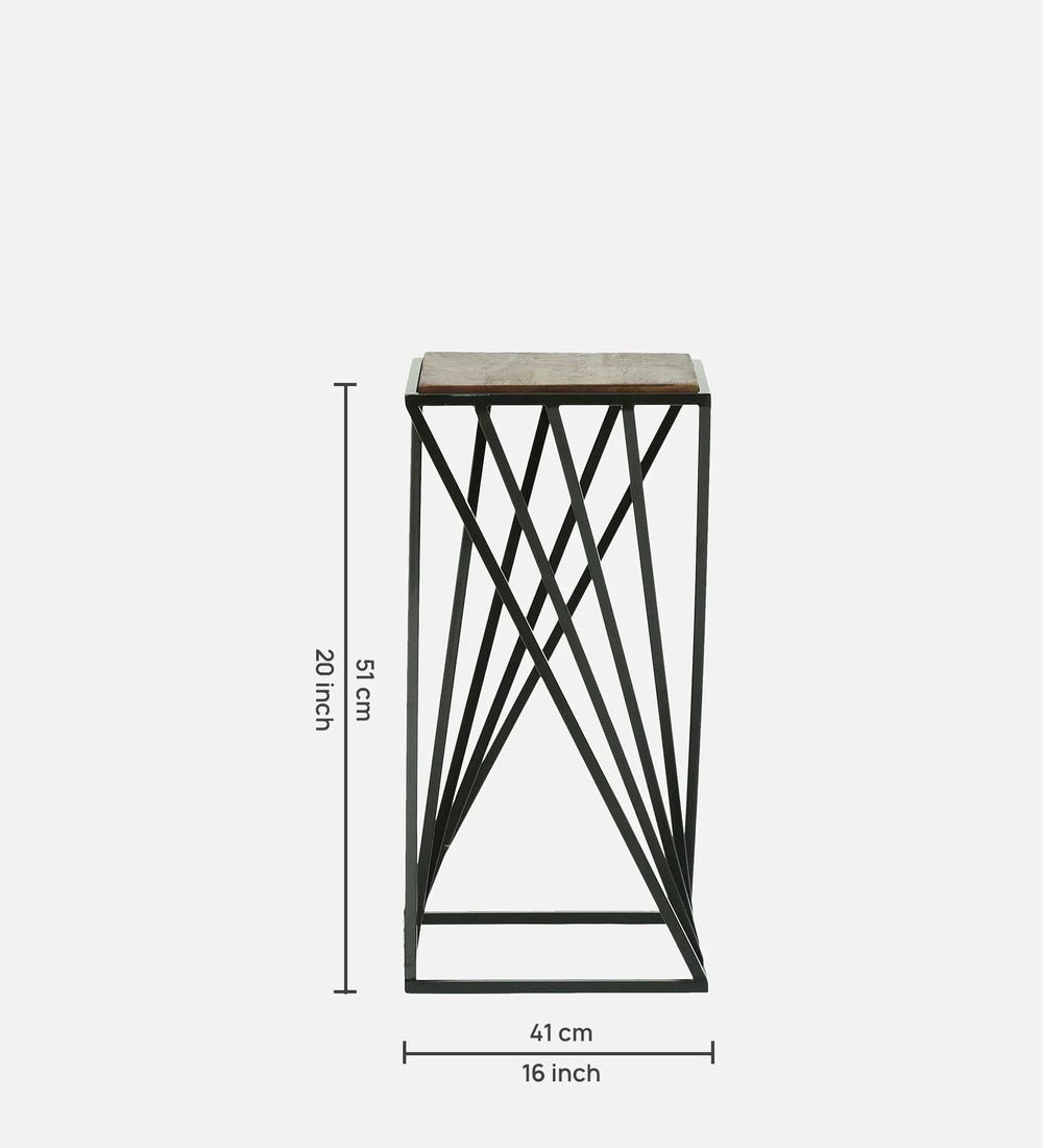 Metal End Table In Black Colour - All India Decor
