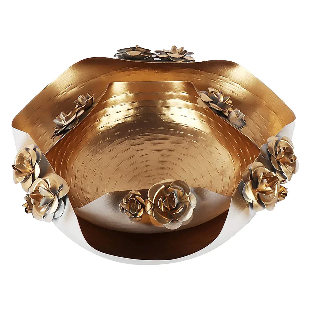 Designer White & Gold Fancy Urli Bowl Set Of 2 - All India Decor