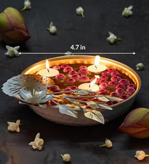 Silver Lotus Metal Urli - All India Decor