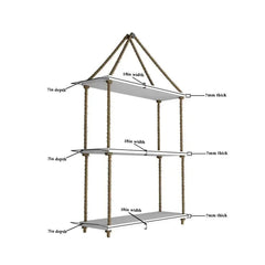 Planter Shelf Wooden Wall Hanging with Rope (White Color) - All India Decor