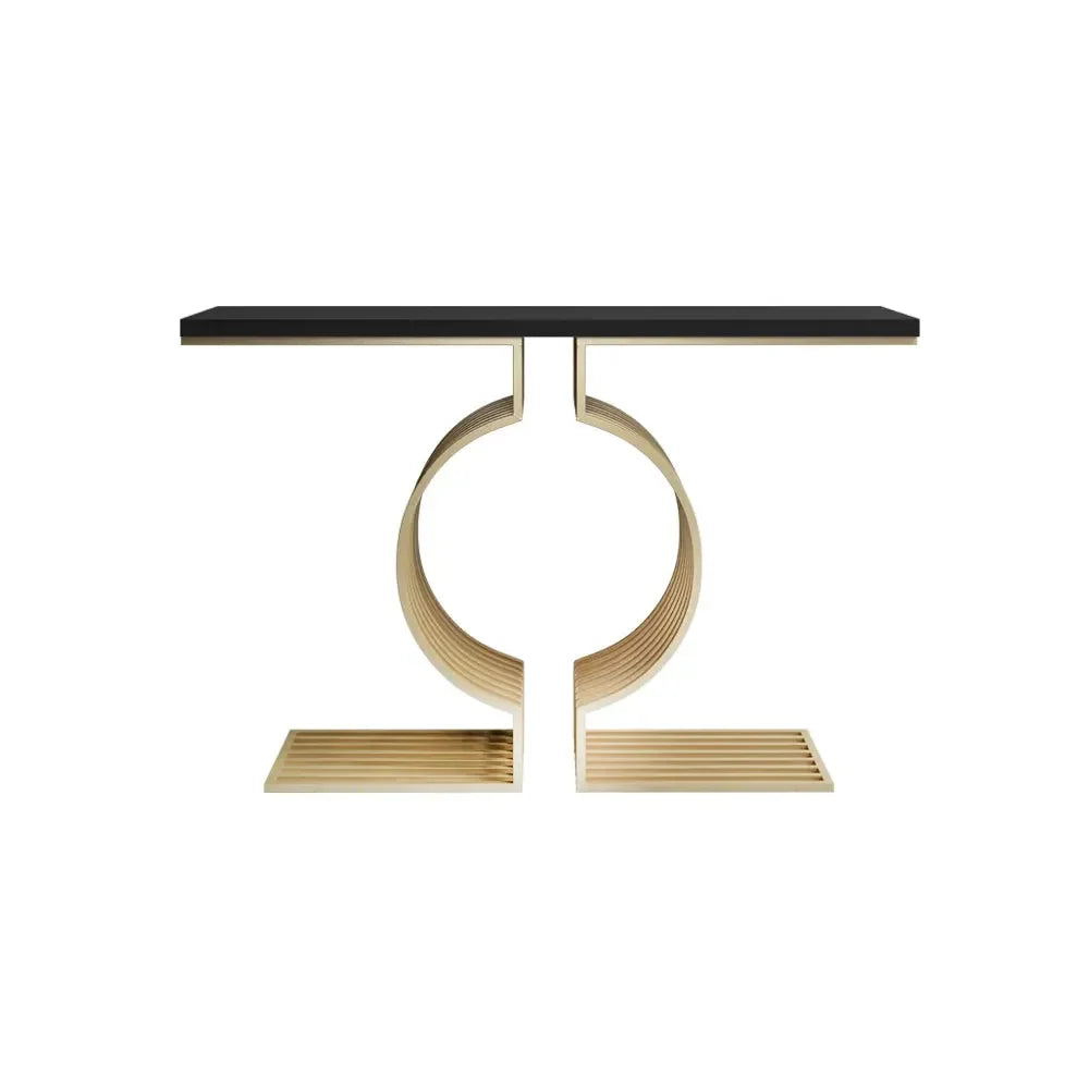 Golden Exquisite Circular Design Metal Console Table - All India Decor