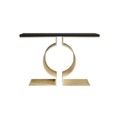 Golden Exquisite Circular Design Metal Console Table - All India Decor