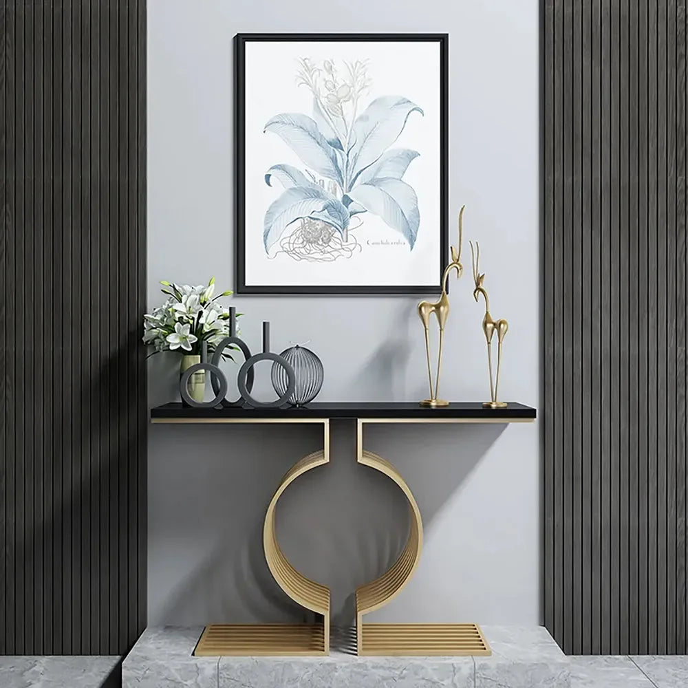 Golden Exquisite Circular Design Metal Console Table - All India Decor