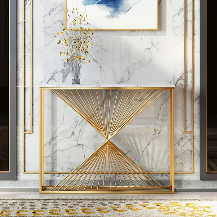 Metallic Rays Golden Console Table