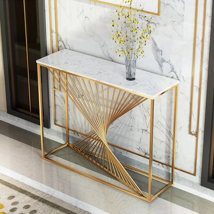 Metallic Rays Golden Console Table