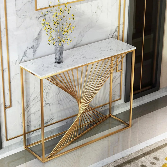 Metallic Rays Golden Console Table