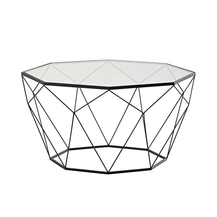 Coffee table in tempered glass and black metal