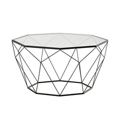 Coffee table in tempered glass and black metal