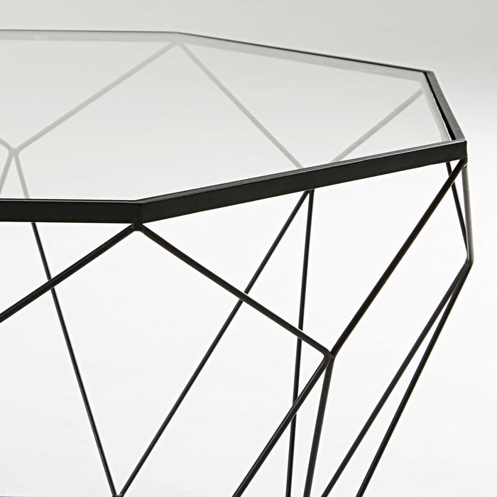 Coffee table in tempered glass and black metal