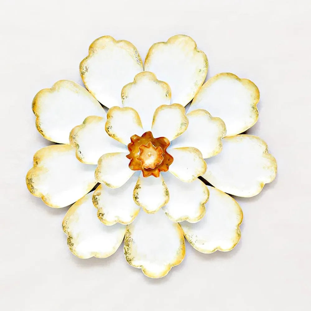 White Flower Metal Decor - All India Decor