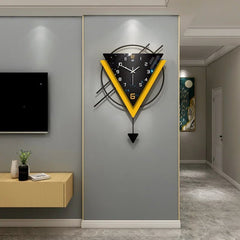 Triangle Shape Modern Metal Wall clock - All India Decor
