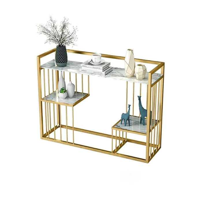 Designer 3-Tier Golden Console Table