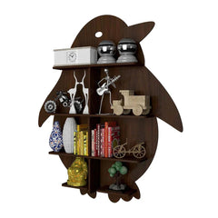 Penguin Backlit Wood Wall Shelf / Book Shelf / Night Light, Light Oak Finish - All India Decor