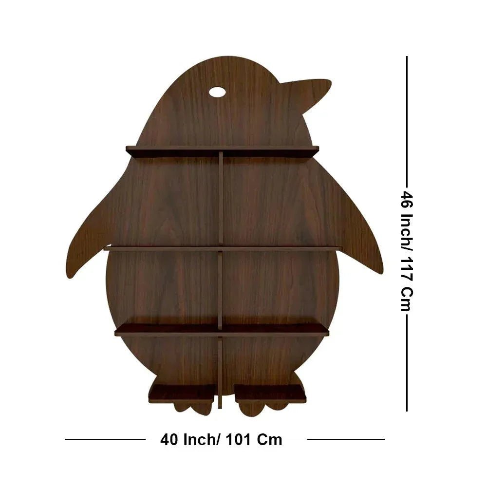 Penguin Backlit Wood Wall Shelf / Book Shelf / Night Light, Light Oak Finish - All India Decor