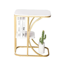 Unique Pattern Designer Side Table with Golden Finish - All India Decor