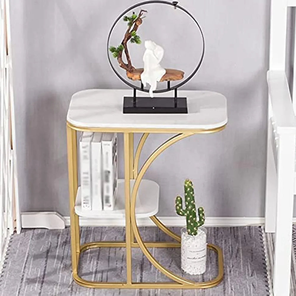 Unique Pattern Designer Side Table with Golden Finish - All India Decor