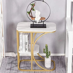 Unique Pattern Designer Side Table with Golden Finish - All India Decor