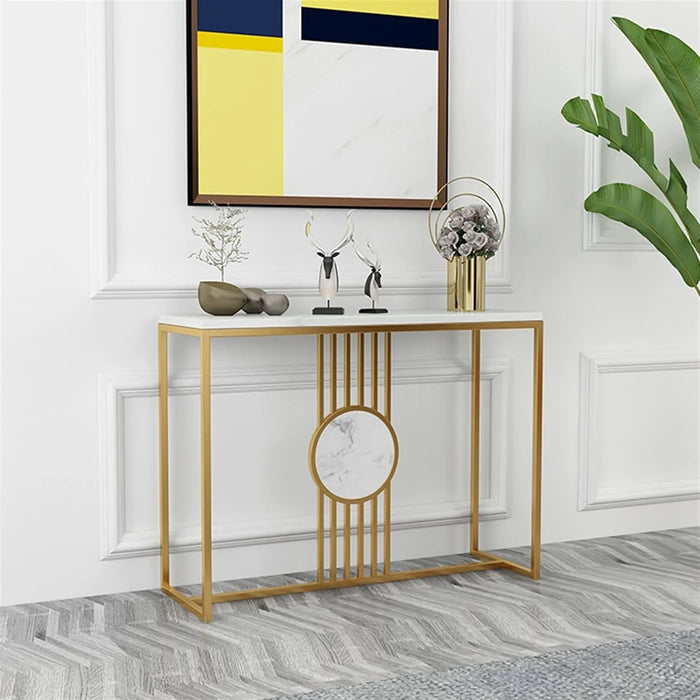 Urban Loft Rectangular White Marble Console Table