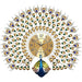 vintage peacock wall clock front view on white background