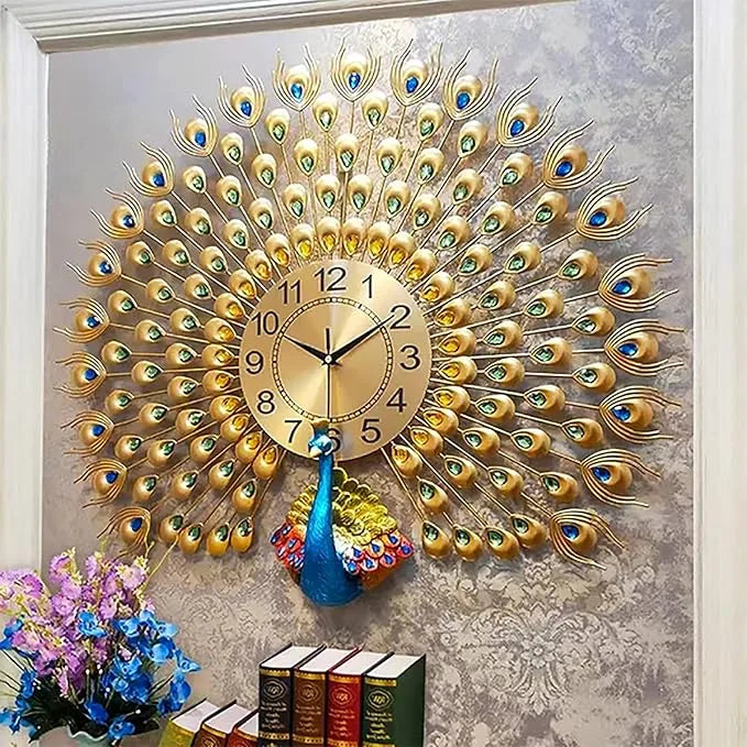 vintage peacock wall clock side view