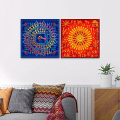 Sinuous Trailed Vibrant Warli Art Wall Frames - Set Of 2 - All India Decor