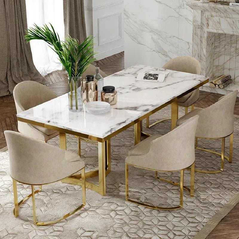 Astral White and Gold Dining Table set - All India Decor
