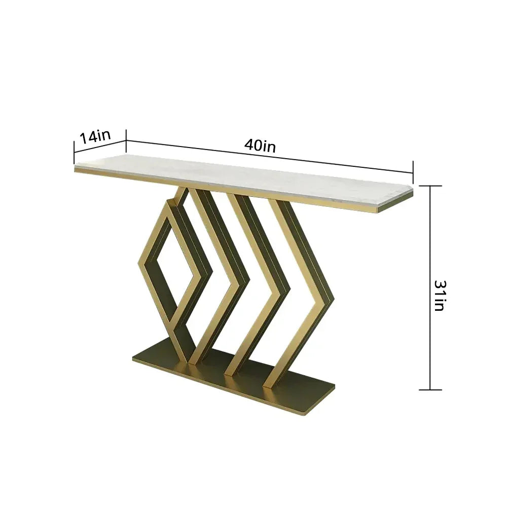 white marble console table size chart