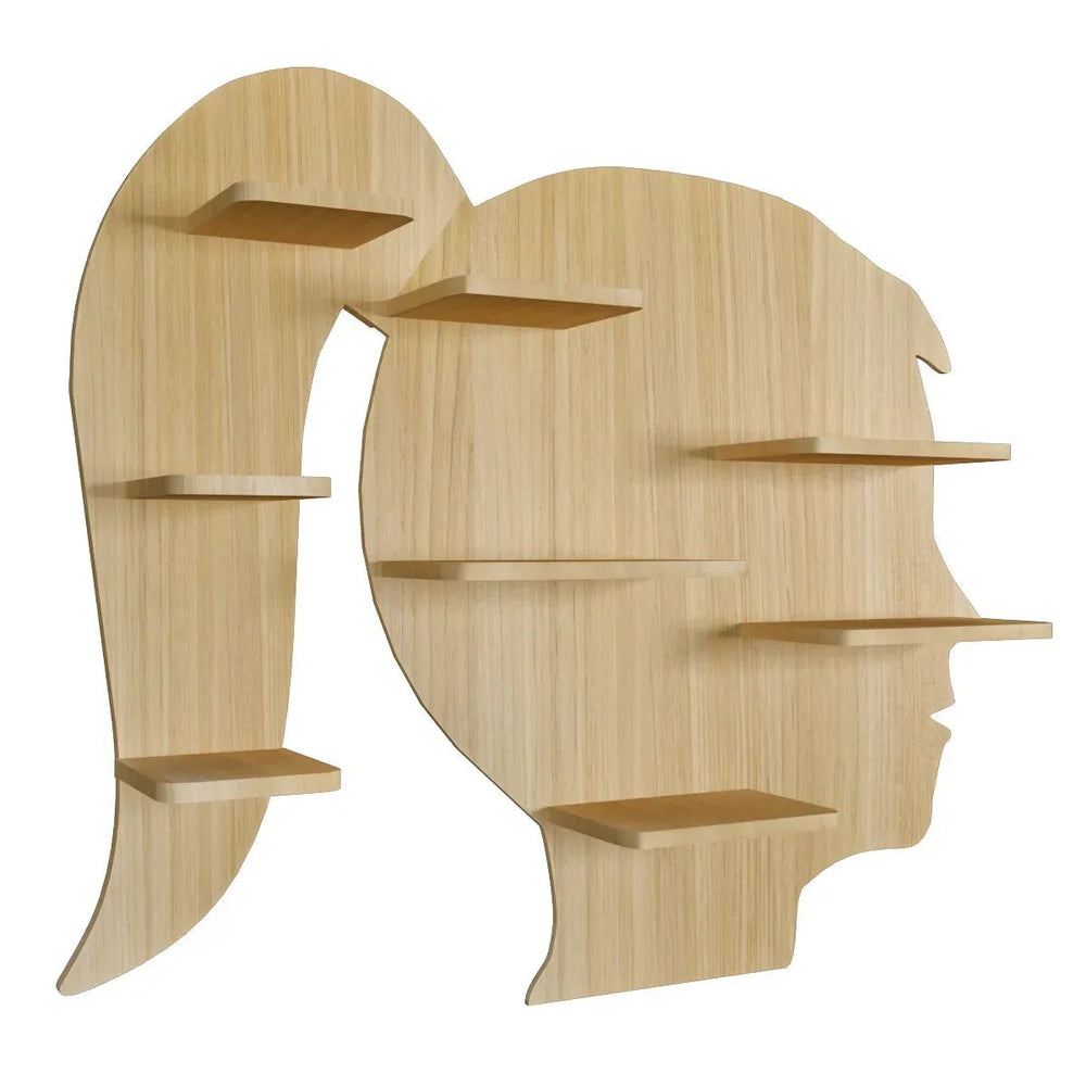Girl Backlit Wood Wall Shelf / Book Shelf / Night Light, Light Oak Finish - All India Decor