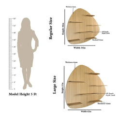Abstract Shape Backlit Wood Wall Shelf / Book Shelf / Night Light, Light Oak Finish - All India Decor