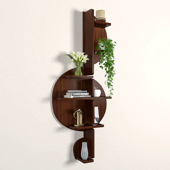 Music Note Backlit Wood Wall Shelf / Book Shelf / Night Light, Walnut Finish