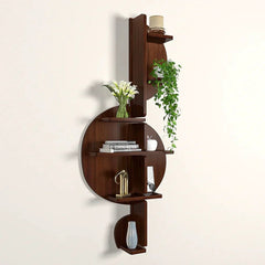 Music Note Backlit Wood Wall Shelf / Book Shelf / Night Light, Walnut Finish - All India Decor