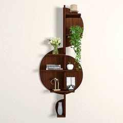 Music Note Backlit Wood Wall Shelf / Book Shelf / Night Light, Walnut Finish - All India Decor