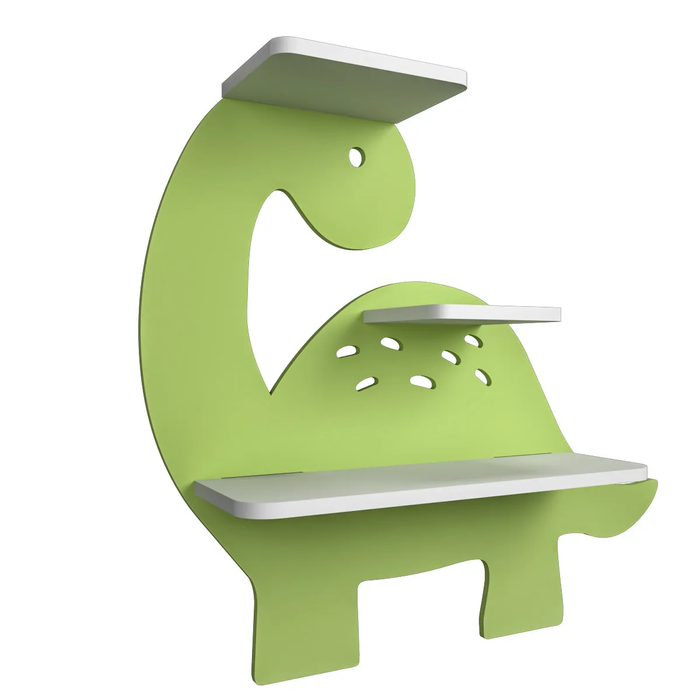 Dinosaur-Shaped Kids Wooden Shelf (Green)