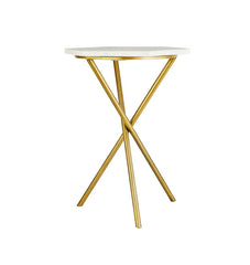 Gold & White Tripod Table - All India Decor