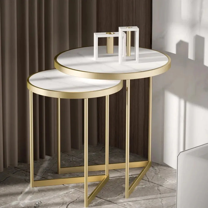 Duo Golden Metal Nesting Side Tables