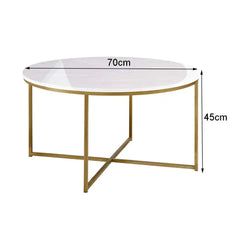 Golden Minimalist Metal Center Table in Criss Cross Design - All India Decor
