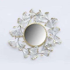 White Decorative Leaf Mirror - All India Decor