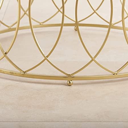 Gold Metal With White Marble Top Round Coffee Table - All India Decor