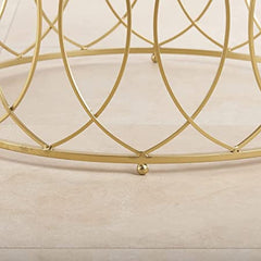 Gold Metal With White Marble Top Round Coffee Table