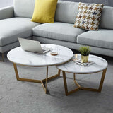Premium Metallic Nesting Center Tables in Golden Luxurious Base Set of 2