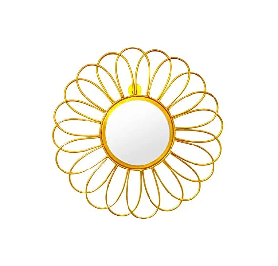 Gold Metal Flower Wall Decor Mirror - All India Decor