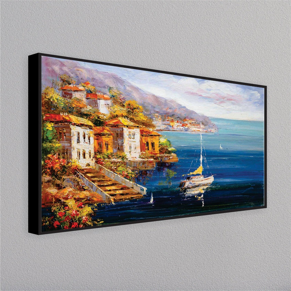 Italian Seascape Varenna River Wall Painting - All India Decor